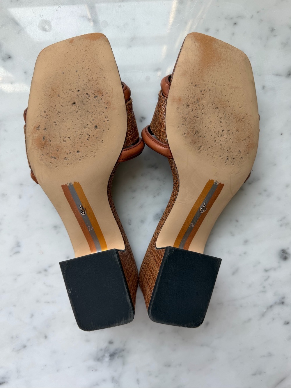 Sam Edelman Waylon Woven Slide Sandal Cognac Brown 7.5 excellent Retail $140 - Picture 5 of 5